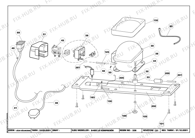 Взрыв-схема холодильника Beko BEKO CCH 4860 HCA S (6135483982) - COMPRESSOR TERMINAL ASSEMBLY (B-485 LG)